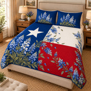 Texas Flag Bluebonnet Quilt Set – Floral Bedroom Gift for Texas Lovers — right angle view