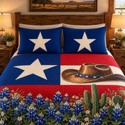 Texas Lone Star Cowboy Hat Quilt Set – Western Bedding Gift for Texas Lovers — right angle view