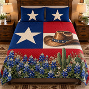 Texas Lone Star Cowboy Hat Quilt Set – Western Bedding Gift for Texas Lovers — front hero view