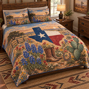 Texas Western Ranch Quilt Set – Rustic Bedroom Gift for Texas Lovers — left angle view