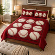 Vintage baseball quilt set – left angle
