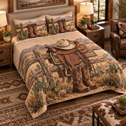 Western Cowboy Saddle Quilt Set — left angle view