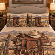 Western Cowboy Saddle Quilt Set — right angle view