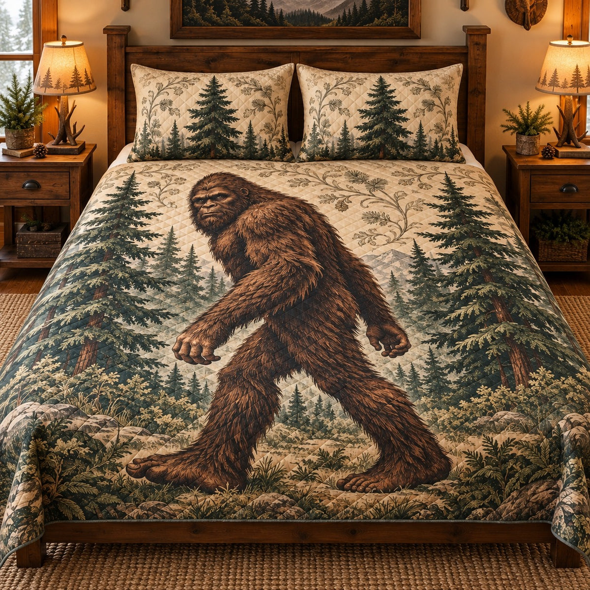 Woodland Bigfoot quilt set – alternate front bedroom view