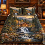 Woodland waterfall cabin quilt set – alternate front bedroom view