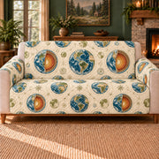 Earth Layer Rings sofa cover on a beige sofa