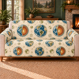 Earth Layer Rings Sofa Cover, Map Decor, Gift for Geography Lovers
