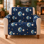 Earth Moon Duets sofa cover on a beige armchair