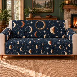 Eclipse Ring Repeat Sofa Cover, Celestial Decor, Gift for Eclipse Enthusiasts