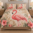 Elegant Flamingo Floral Tropical Quilt Set