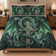 Emerald Dragon Sword Fantasy Quilt Set