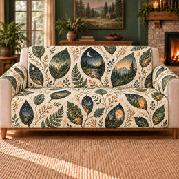 Enchanted Leaf Mosaic Sofa Cover, Woodland Decor, Gift for Forest Lovers