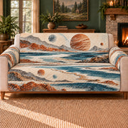 Exoplanet Shore Bands sofa cover on a beige sofa