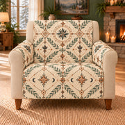 Fictional Symbol Lattice sofa cover on a beige armchair
