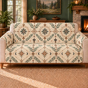Fictional Symbol Lattice sofa cover on a beige sofa