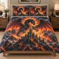 Fire Dragon Castle Fantasy Quilt Set