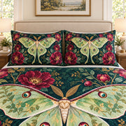 Floral luna moth botanical quilt set, view 2, AI-generated product mockup