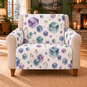 Fluorite Cube Scatter sofa cover on a beige armchair