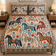 Folk Art Horses & Wildflowers Quilt Set