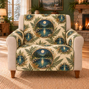 Forest Pool Circles sofa cover on a beige armchair