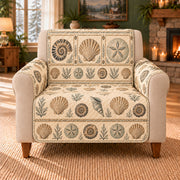 Fossil Cabinet Frieze sofa cover on a beige armchair