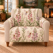 Foxglove Fairy Bells sofa cover on a beige armchair