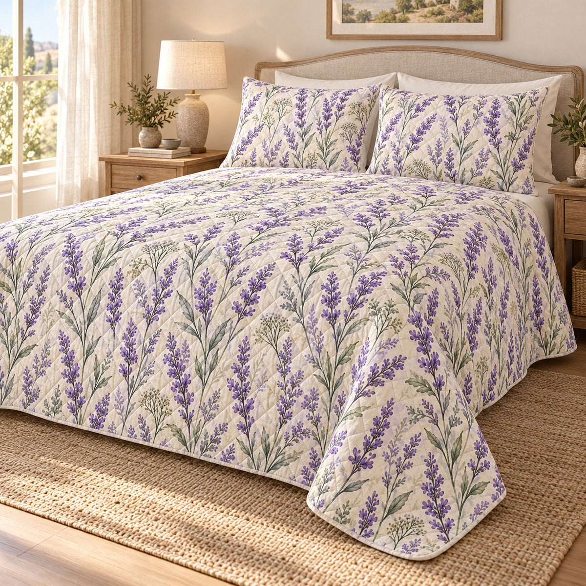 AI-generated 01-hero view of French Lavender Fields diamond quilt set