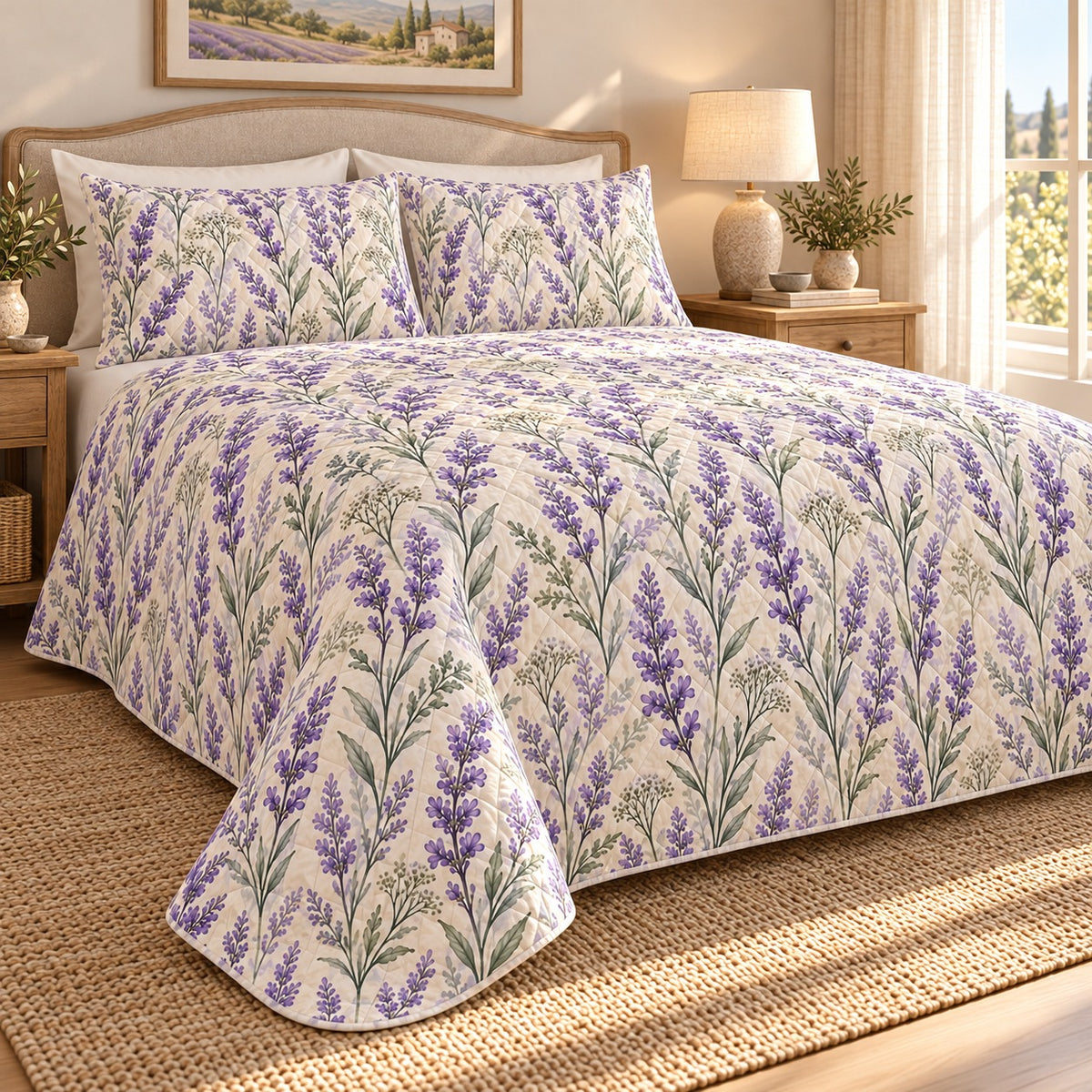 AI-generated 03-left view of French Lavender Fields diamond quilt set