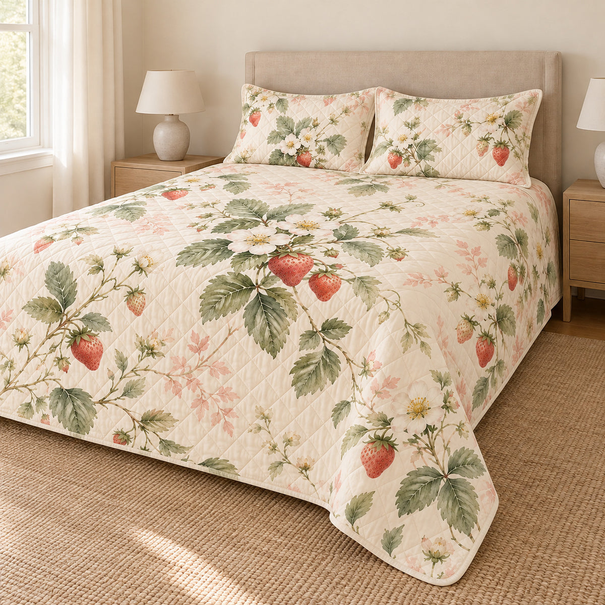Strawberry blossom quilt set right angle
