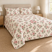 Rose ditsy garden sprigs quilt set left angle