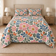 Beach Rose Quilt Set, Coastal Floral Bedding, Gift for Rose Lovers