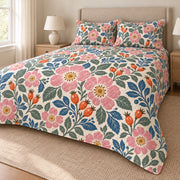 Beach rose hand block quilt set right angle