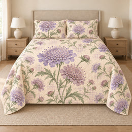 Pincushion Flower Quilt Set, Cottage Bedding, Gift for Gardeners