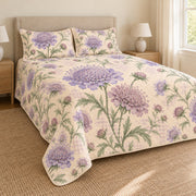 Pincushion flower cottage quilt set left angle