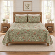 Soft sage fox and woodland berry quilt set, front bedroom view