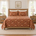 Warm Terracotta Dachshund Meadow Daisy Quilt Set, Gift for Dachshund Owners