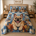 French Bulldog Autumn Patchwork Quilt Set
