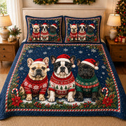 French Bulldog Christmas Quilt Set