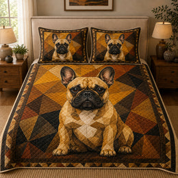 French Bulldog Geometric Quilt Set