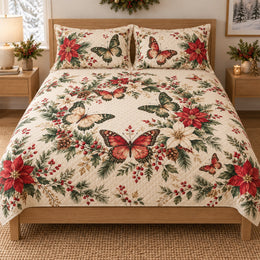 Christmas Watercolor Wings Butterfly Quilt Set