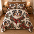 Australian Shepherd Christmas Wreath Quilt Set