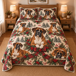 Boxer Heritage Tartan Christmas Quilt Set