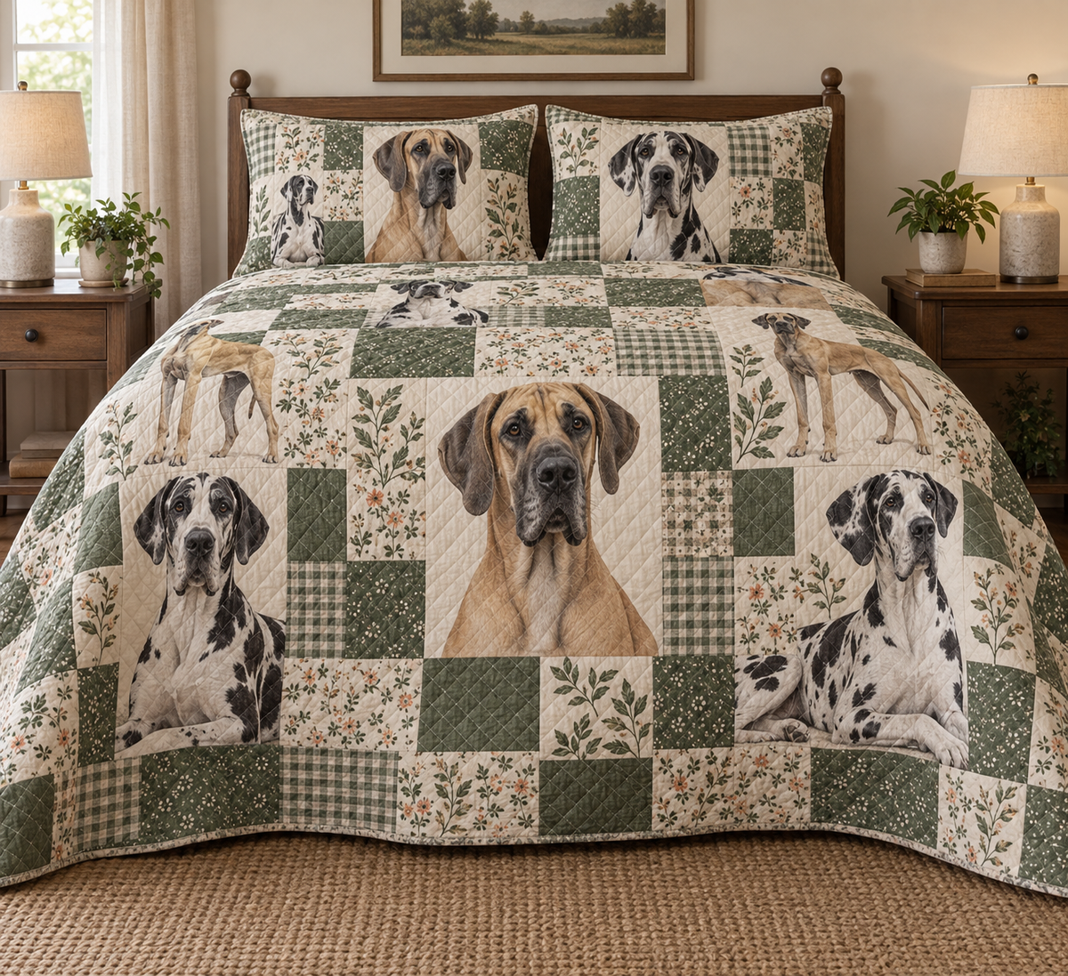 Great Dane Heritage Patchwork Quilt Set, front bedroom view
