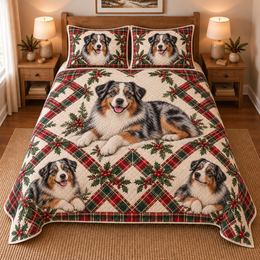 Australian Shepherd Heritage Tartan Christmas Quilt Set