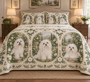 Maltese Garden Cameos Quilt Set, front bedroom view