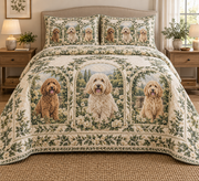 Labradoodle Garden Cameos Quilt Set, front bedroom view
