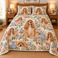 Cocker Spaniel Cottage Floral Quilt Set