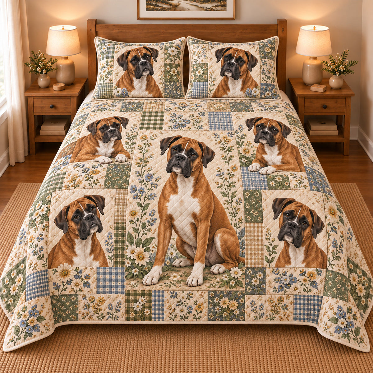 Boxer Heritage Patchwork Quilt Set