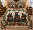 Scottish Terrier Christmas Wreath Quilt Set