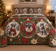 Schnauzer Ornament Medallions Christmas Quilt Set